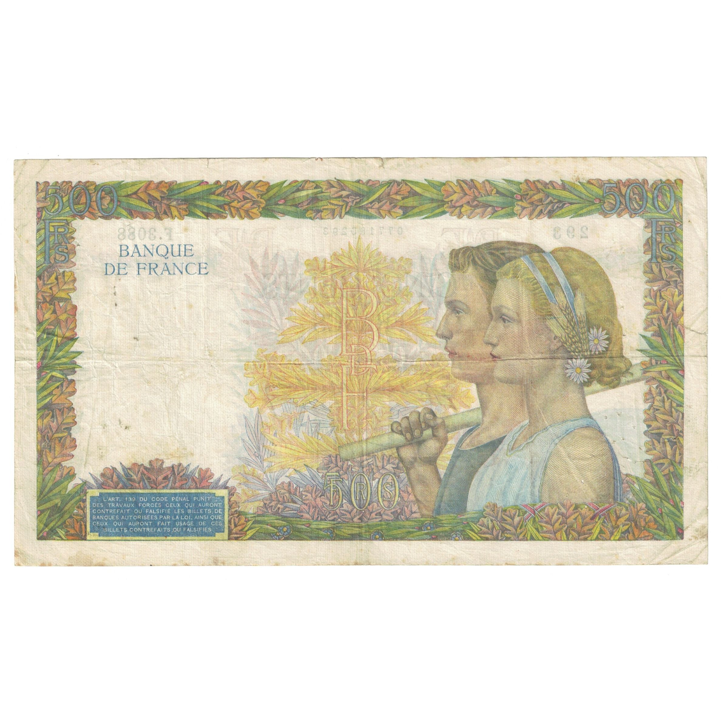 Frankreich, 500 Francs, La Paix, 1939, F.3088293, S, Fayette:32.18, KM:95b