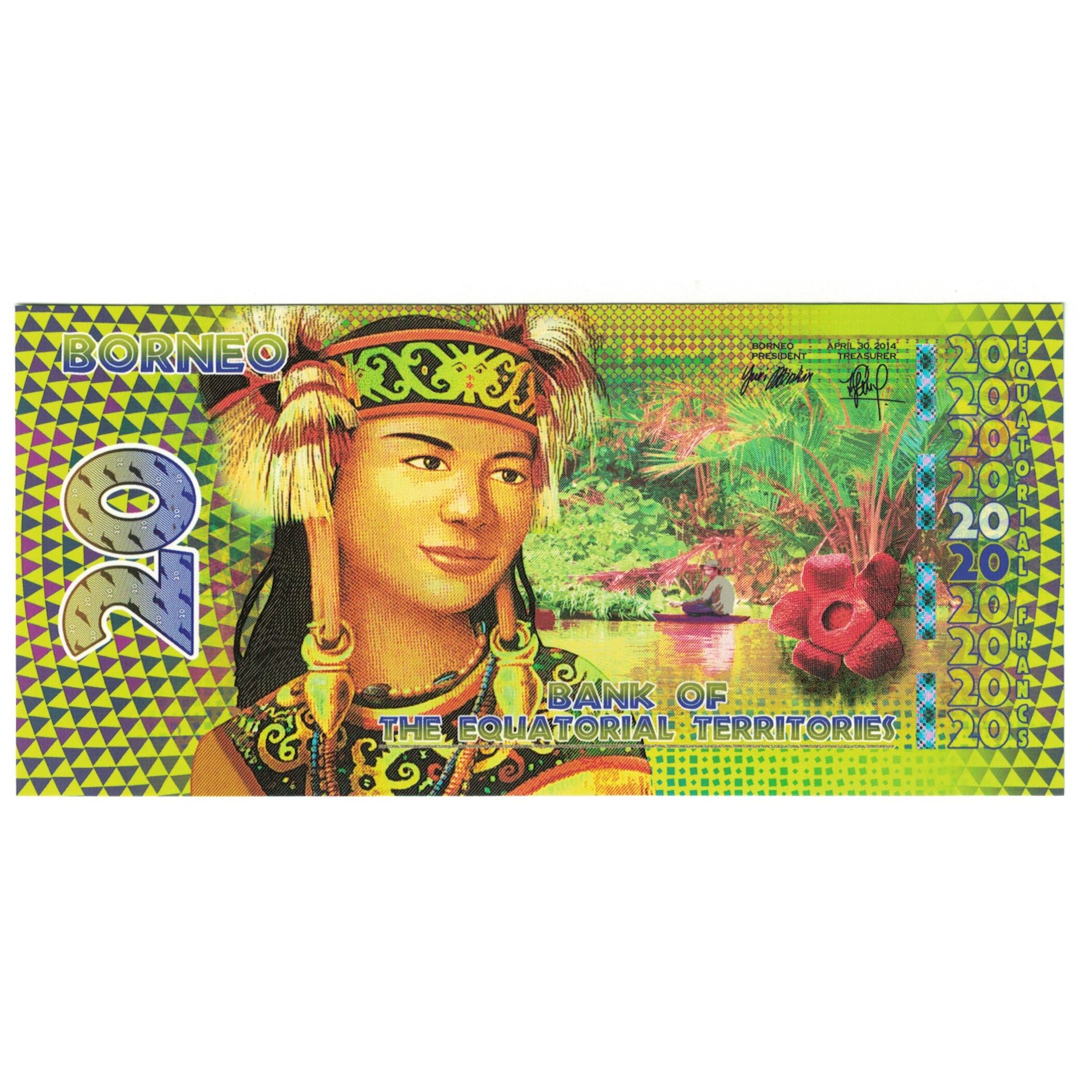 Banconote, Indonesia, 20 Francs, 2014, 2014-04-30, BORNEO FRANCS EQUATORIAUX