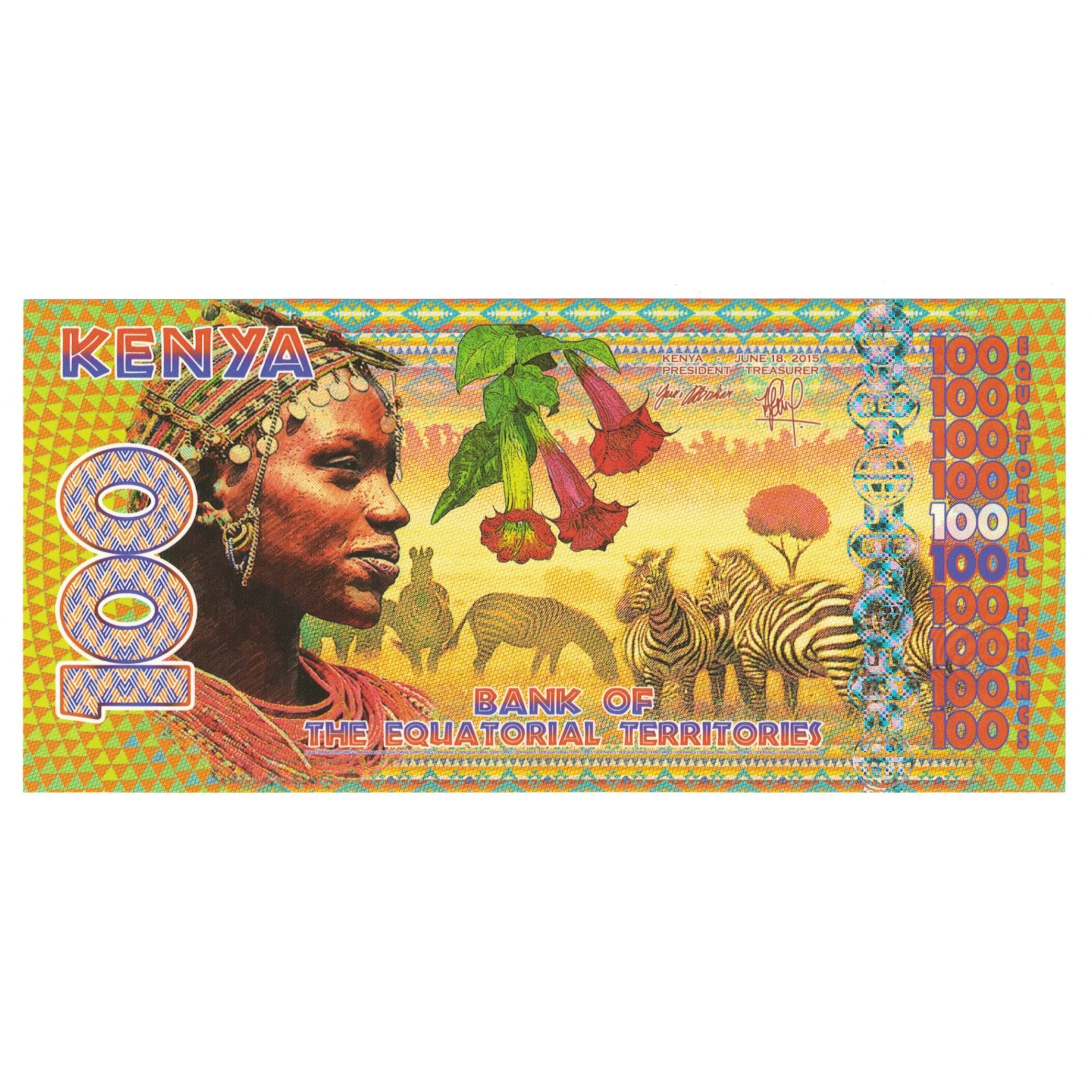 Banconote, Kenya, 100 Francs, 2015, 2015-06-18, KENYA FRANCS EQUATORIAUX, FDS