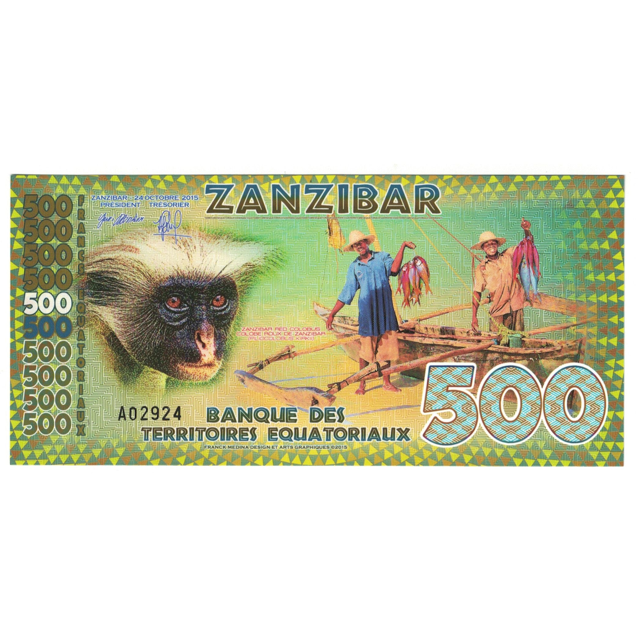 Banconote, Tanzania, 500 Francs, 2015, 2015-10-24, ZANZIBAR FRANCS EQUATORIAUX