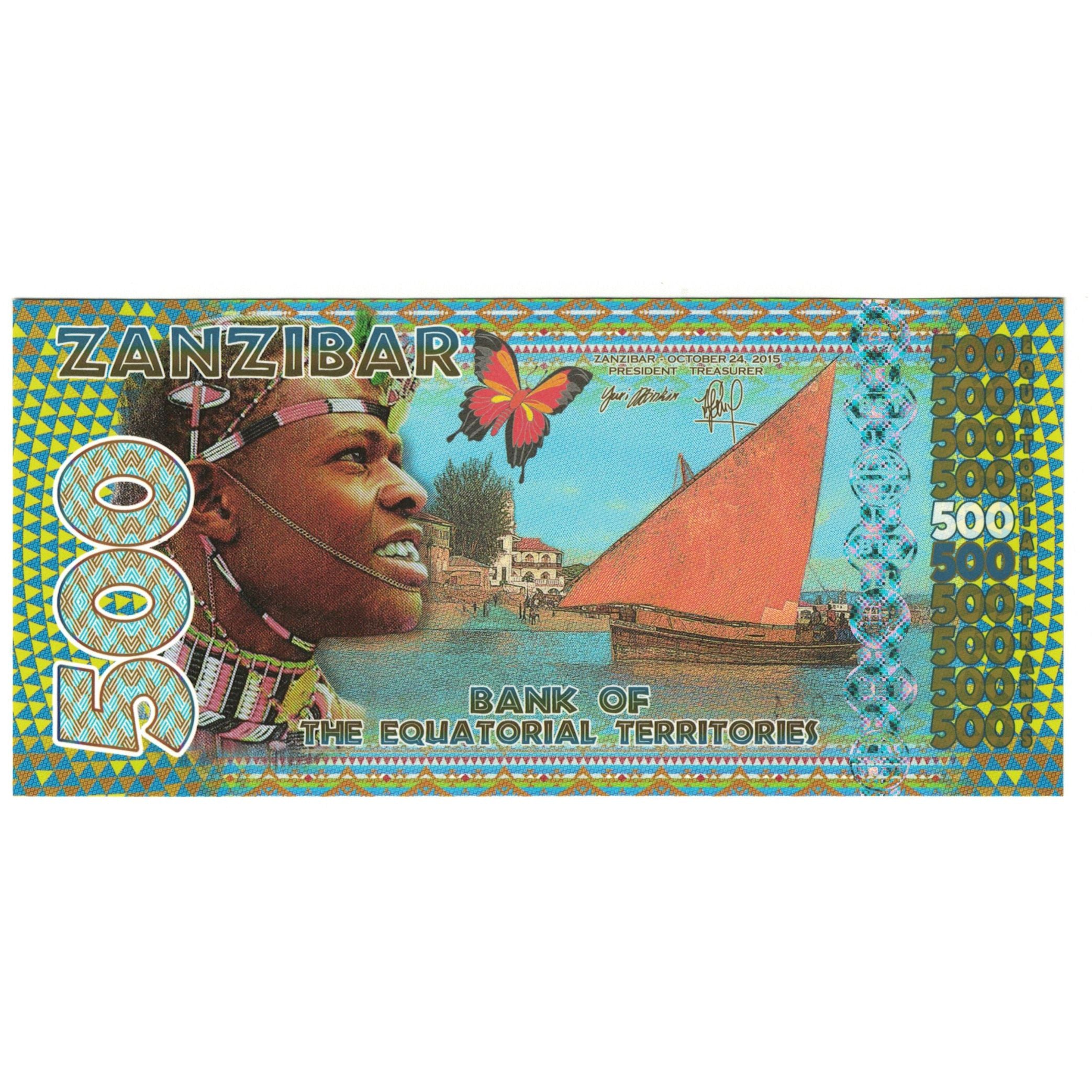 Geldschein, Tanzania, 500 Francs, 2015, 2015-10-24, ZANZIBAR FRANCS EQUATORIAUX