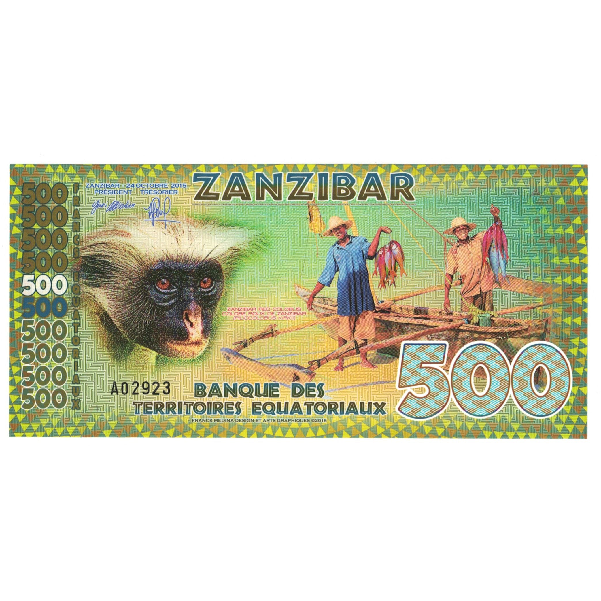 Geldschein, Tanzania, 500 Francs, 2015, 2015-10-24, ZANZIBAR FRANCS EQUATORIAUX