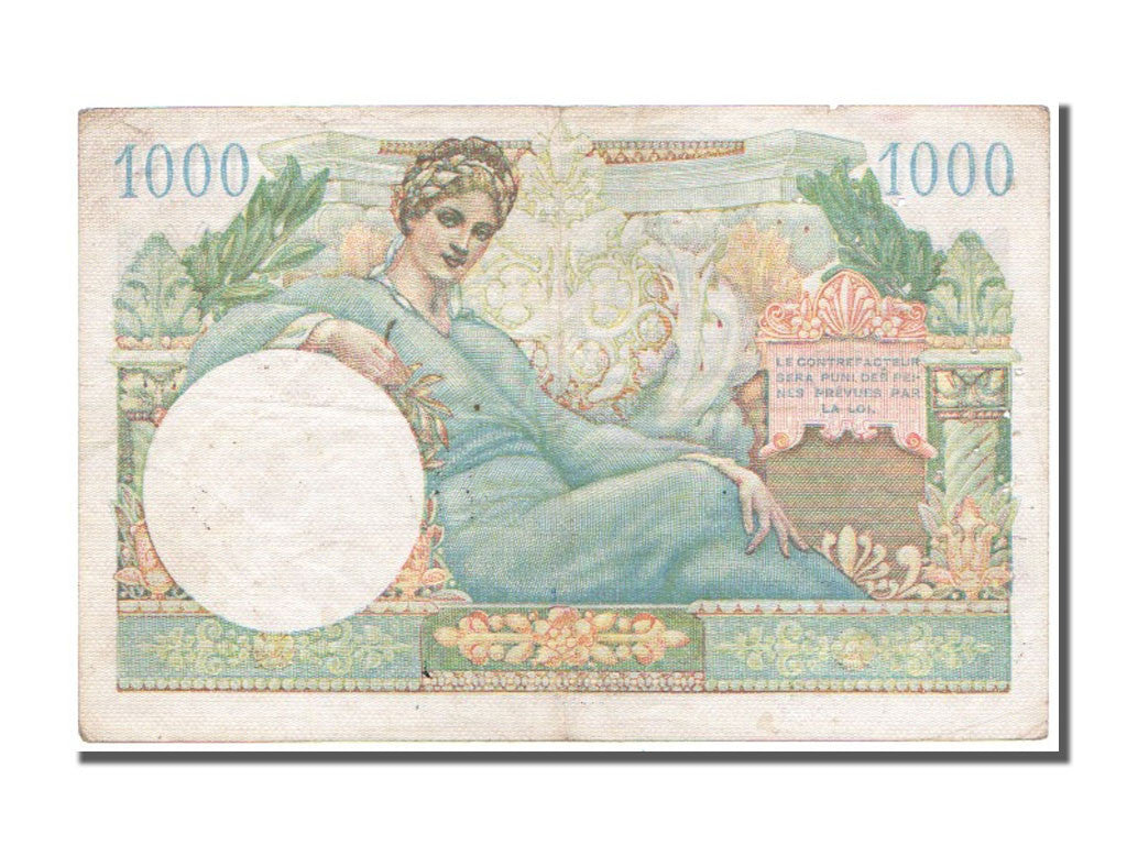 Banknote, France, 1000 Francs, 1947 French Treasury, 1947, EF(40-45)