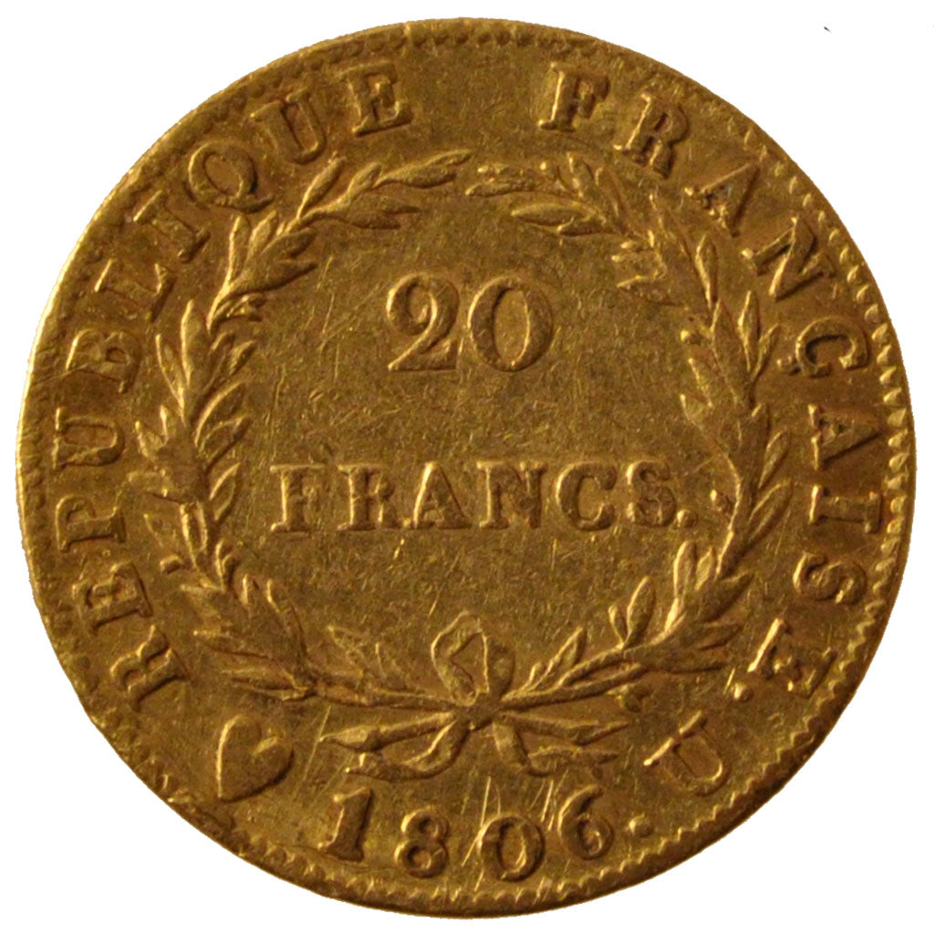 Francia, 20 Francs, 1806, Turin, BB, Oro, Gadoury:1023