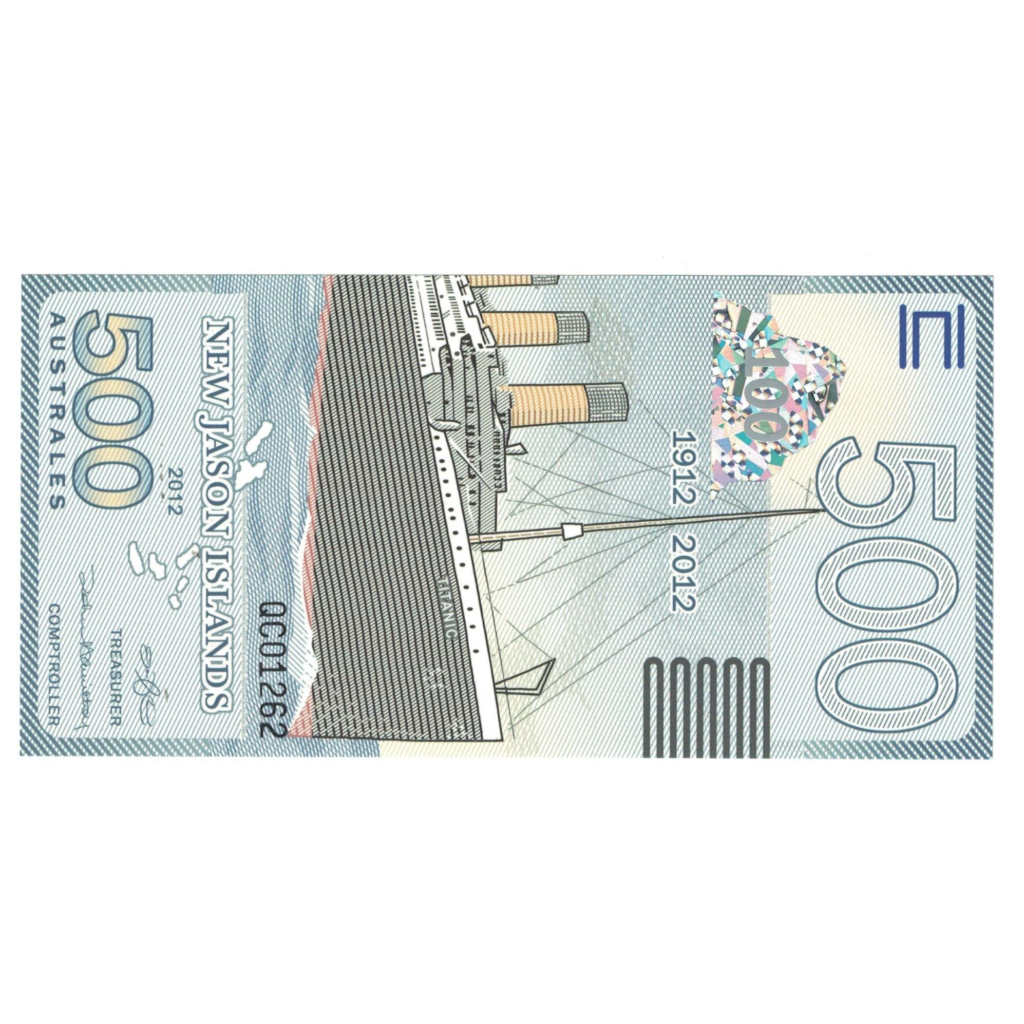 Billet, United Kingdom , 500 Australes, 2012, NEW JASON ISLAND, NEUF
