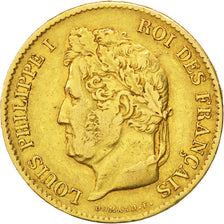 FRANCE, Louis-Philippe, 40 Francs, 1833, Paris, KM #747.1, EF(40-45), Gold,...