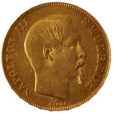 FRANCE, Napoléon III, 50 Francs, 1857, Paris, KM #785.1, AU(50-53), Gold, 16.18