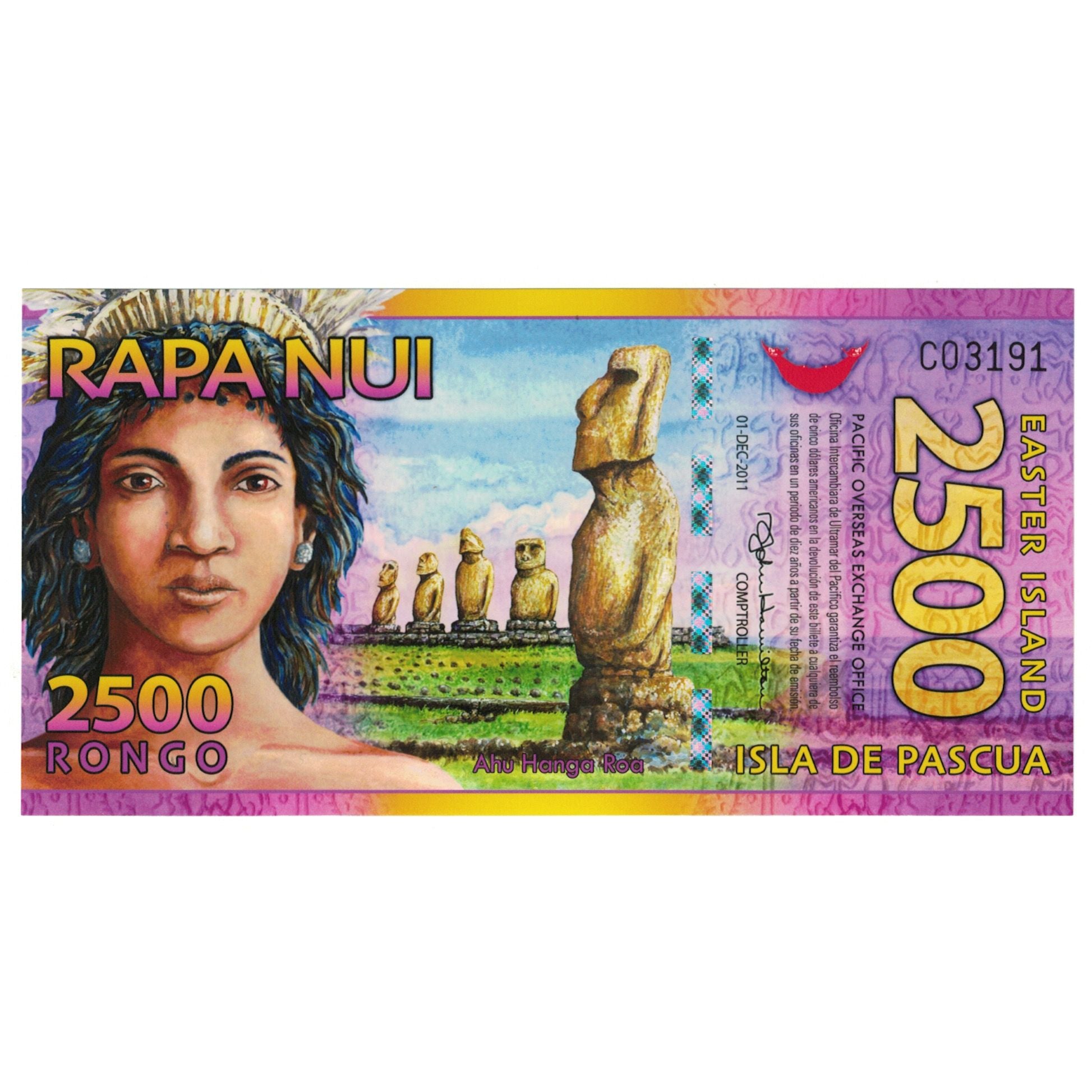 Billet, Chile, Billet Touristique, 2500 RONGO ISLA DE PASCUA, NEUF