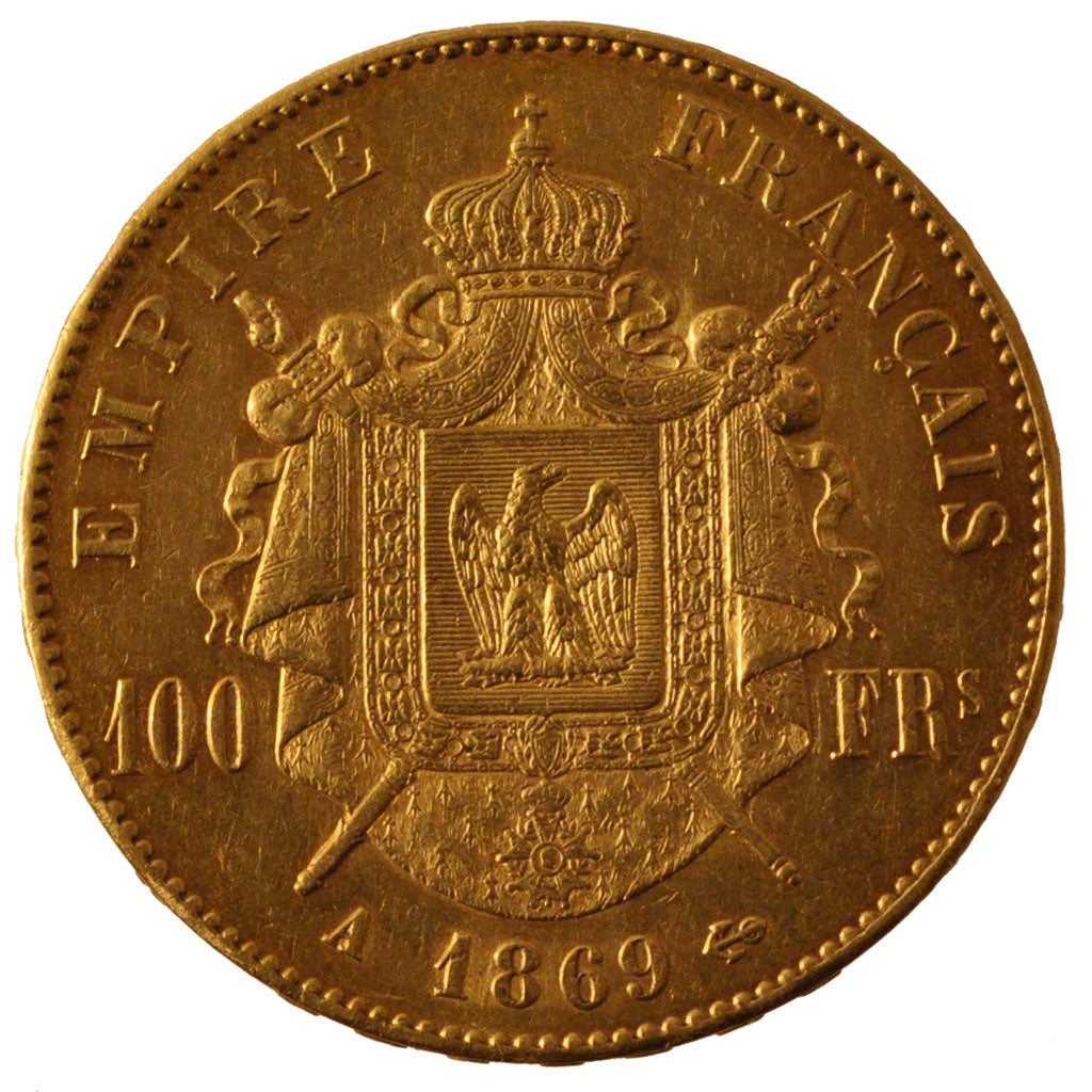 FRANCE, Napoléon III, 100 Francs, 1869, Paris, KM #802.1, EF(40-45), Gold, G...