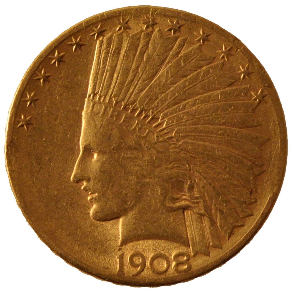 UNITED STATES, Indian Head, $10, Eagle, 1908, U.S. Mint, KM #130, EF(40-45),...