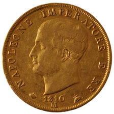 ITALIAN STATES, 40 Lire, 1810, Milan, KM #12, AU(50-53), Gold, 12.91
