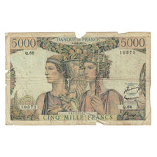 France, 5000 Francs, Terre et Mer, 1951, Q.6810371, B+, Fayette:48.5, KM:131c