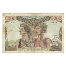 France, 5000 Francs, Terre et Mer, 1951, A.4848824, VF(20-25), Fayette:48.3