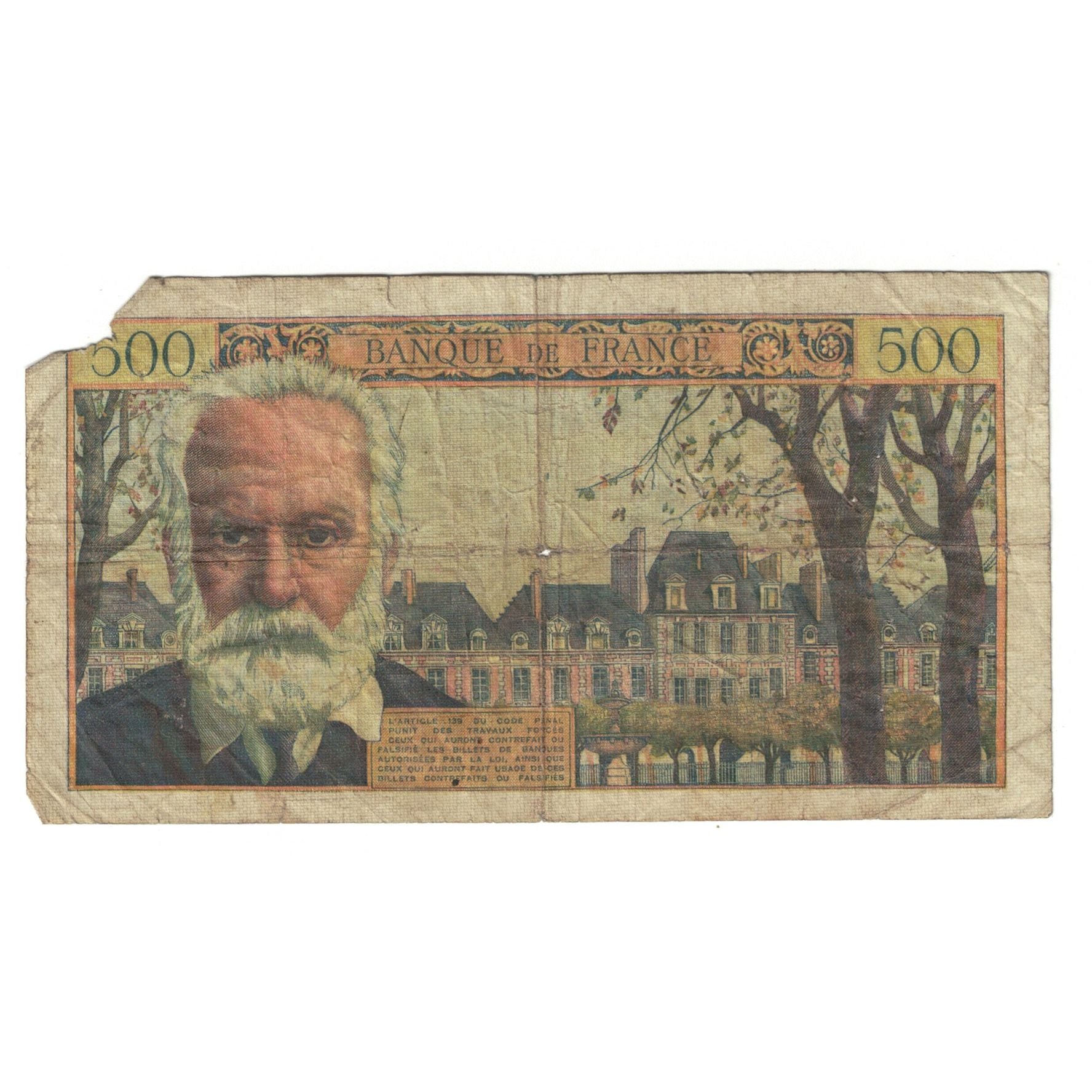 Francia, 500 Francs, Victor Hugo, 1954, Y.291562, B, Fayette:35.1, KM:133a
