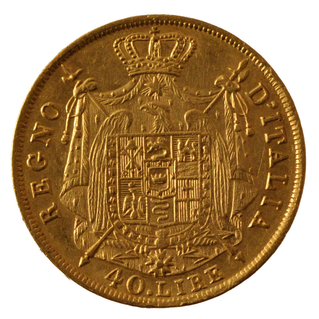 ITALIAN STATES, 40 Lire, 1814, Milan, KM #12, EF(40-45), Gold, 12.88