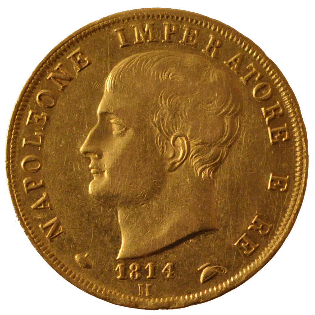ITALIAN STATES, 40 Lire, 1814, Milan, KM #12, EF(40-45), Gold, 12.91