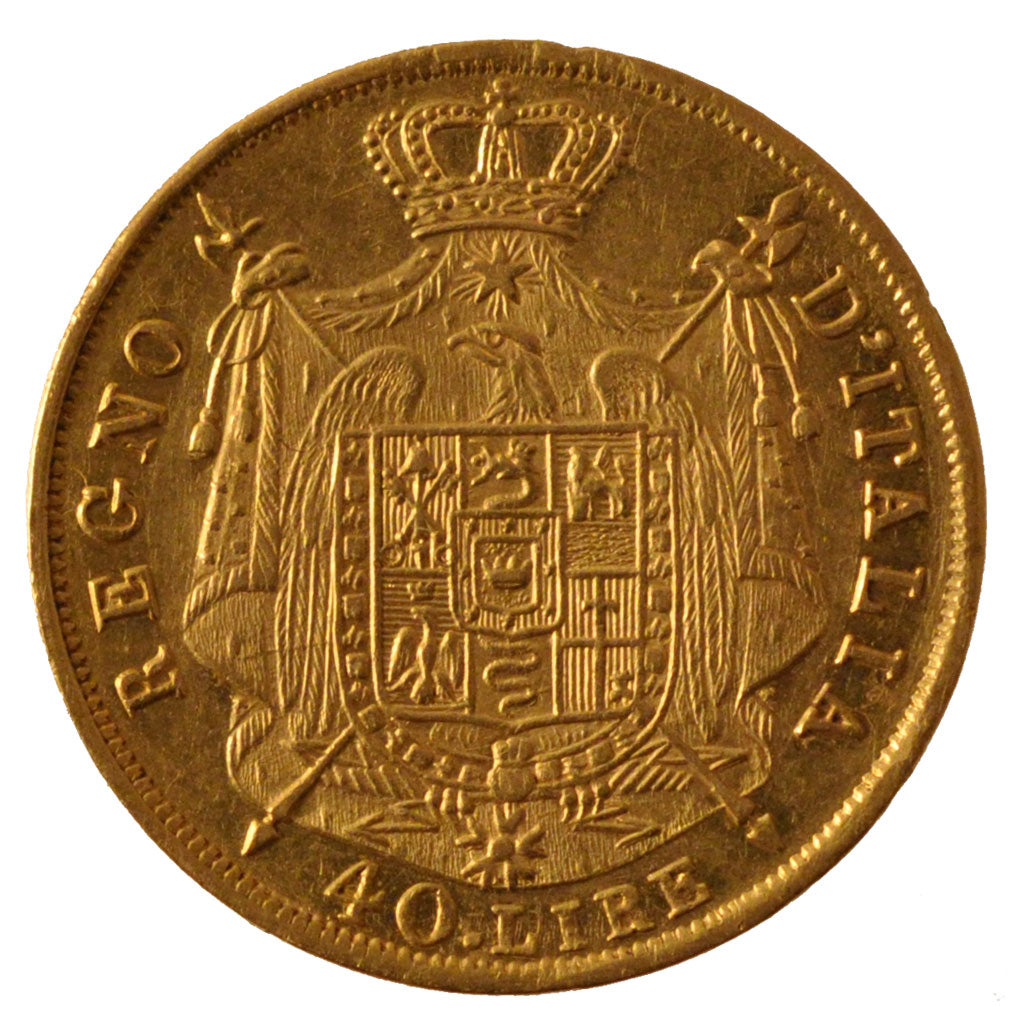 ITALIAN STATES, 40 Lire, 1814, Milan, KM #12, EF(40-45), Gold, 12.91