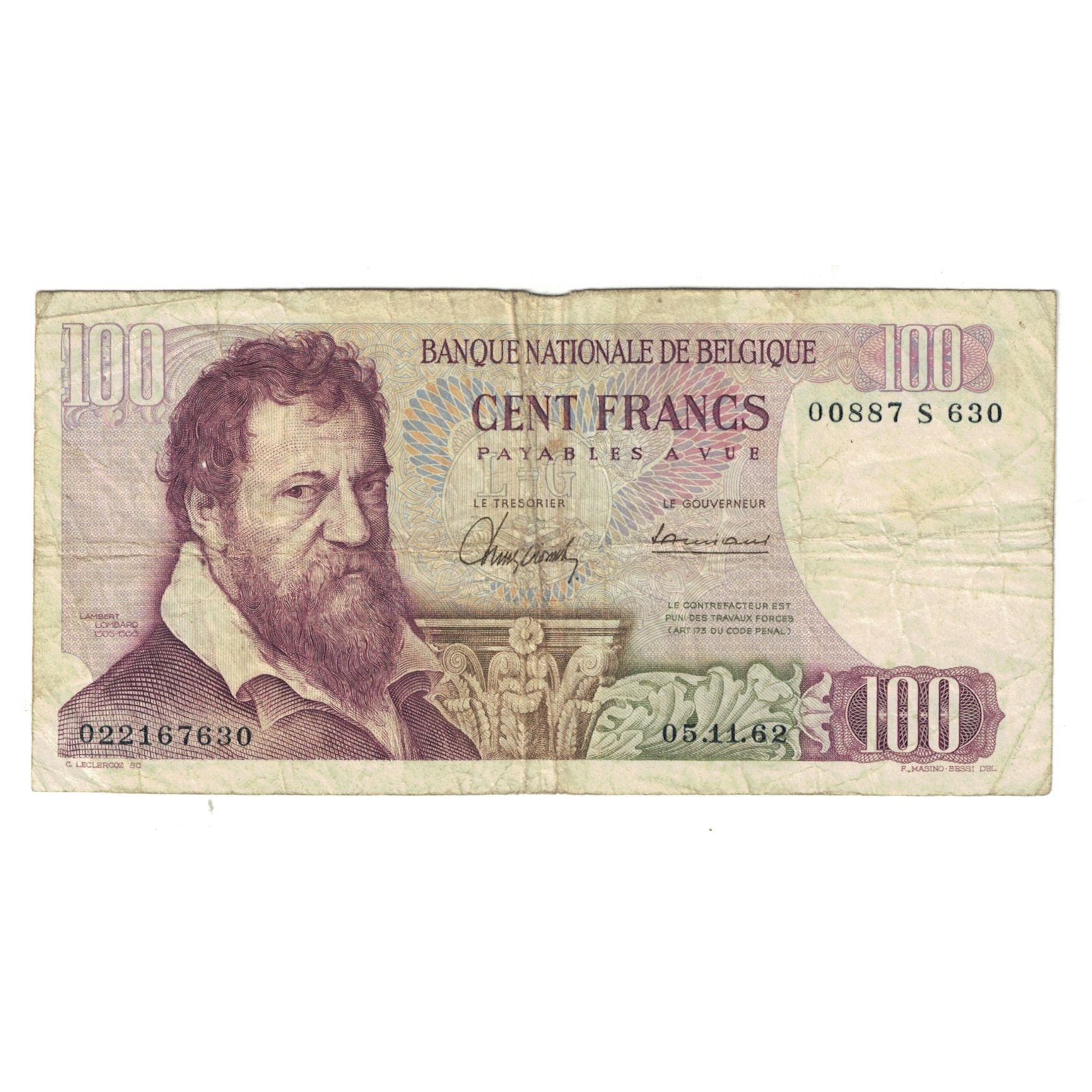 Banknote, Belgium, 100 Francs, 1962, 1962-05-11, KM:134a, VF(20-25)