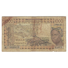 Nota, Estados da África Ocidental, 1000 Francs, 1981, KM:207Bb, VF(20-25)