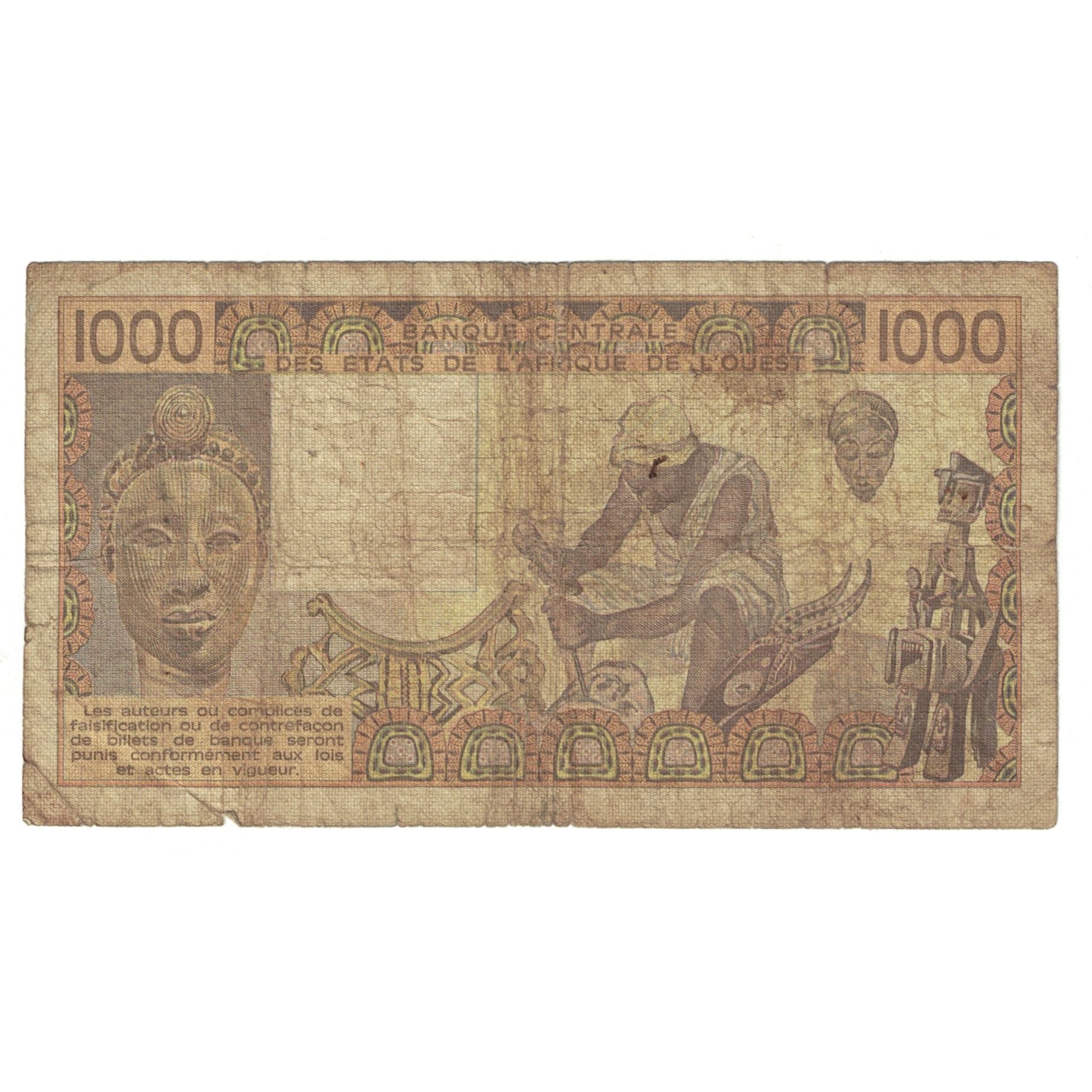 Banknote, West African States, 1000 Francs, 1981, KM:207Bb, VF(20-25)