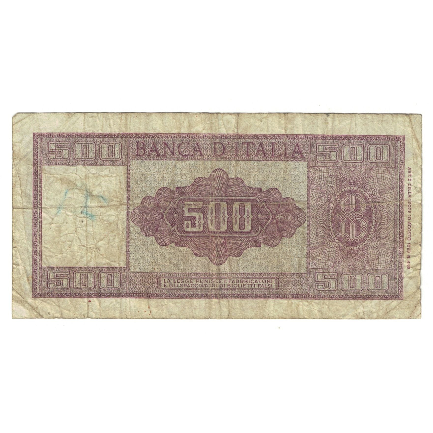 Banconote, Italia, 500 Lire, 1947, 1947-04-14, KM:80a, MB