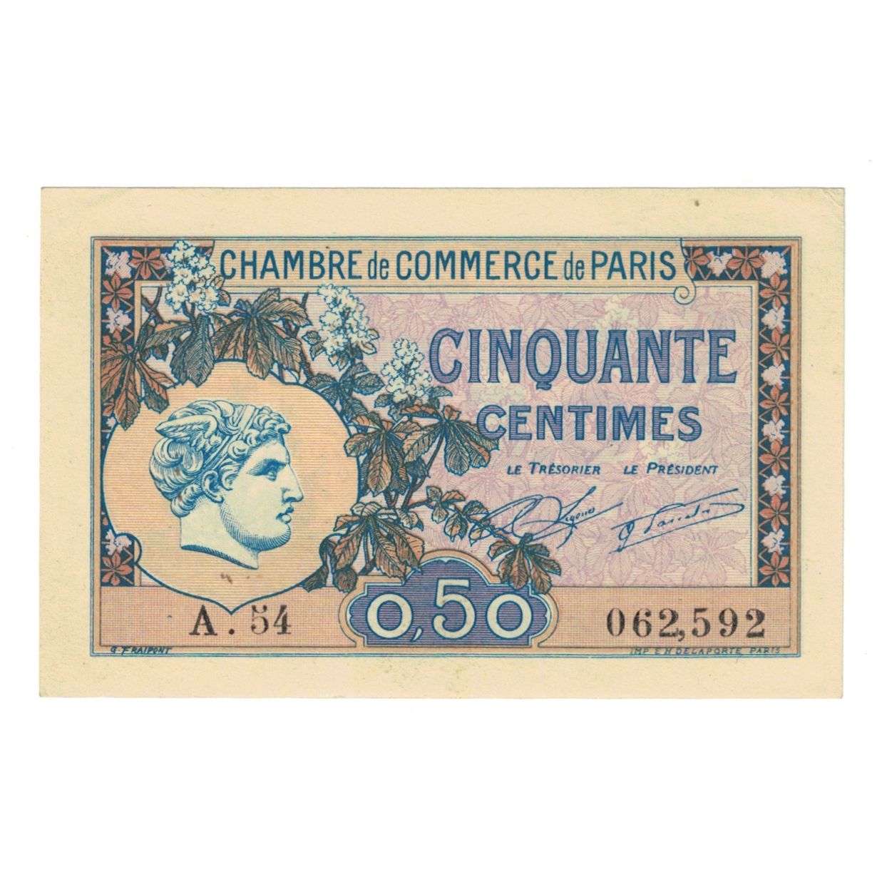 France, 50 Centimes, 1920, A.54062592, PARIS, UNC(63)