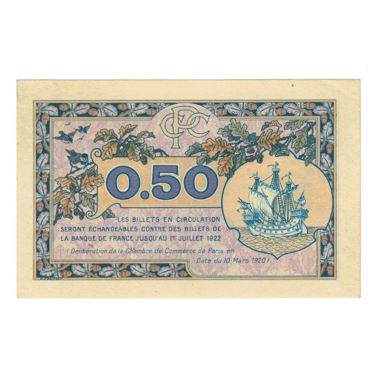France, 50 Centimes, 1920, A.54062592, PARIS, UNC(63)