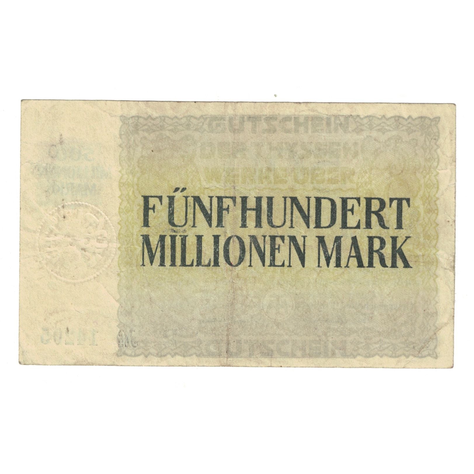 Banknote, Germany, GUTSCHEIN, 500 Millionen Mark, Texte, 1923, 1923-09-01