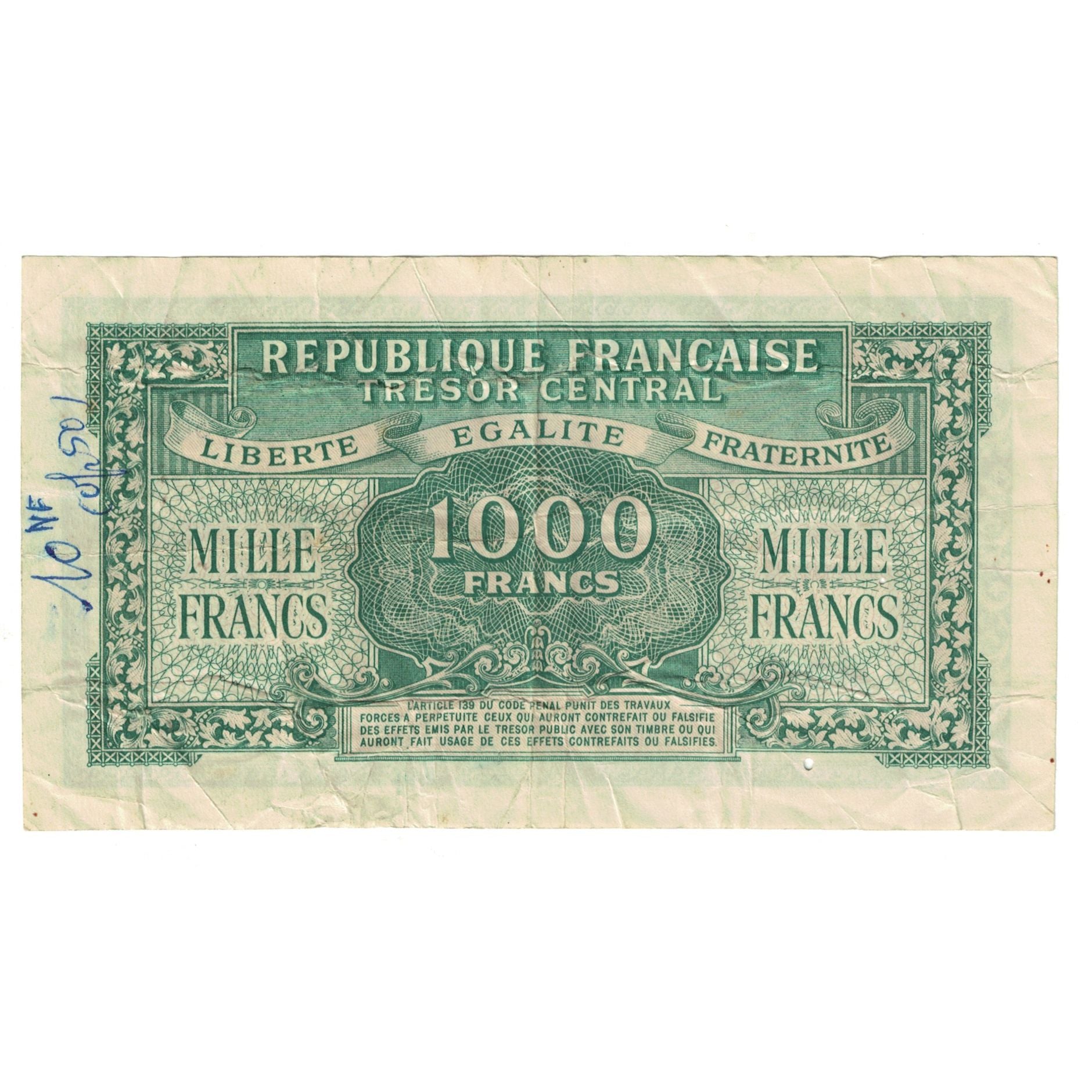 Frankreich, 1000 Francs, Marianne, 1945, 93D750969, S, Fayette:VF 13.1, KM:107