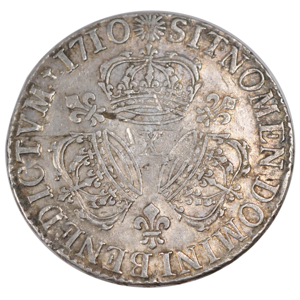 FRANCE, Écu aux 3 couronnes, ECU, 1710, Amiens, KM #386.20, EF(40-45), Silver, .