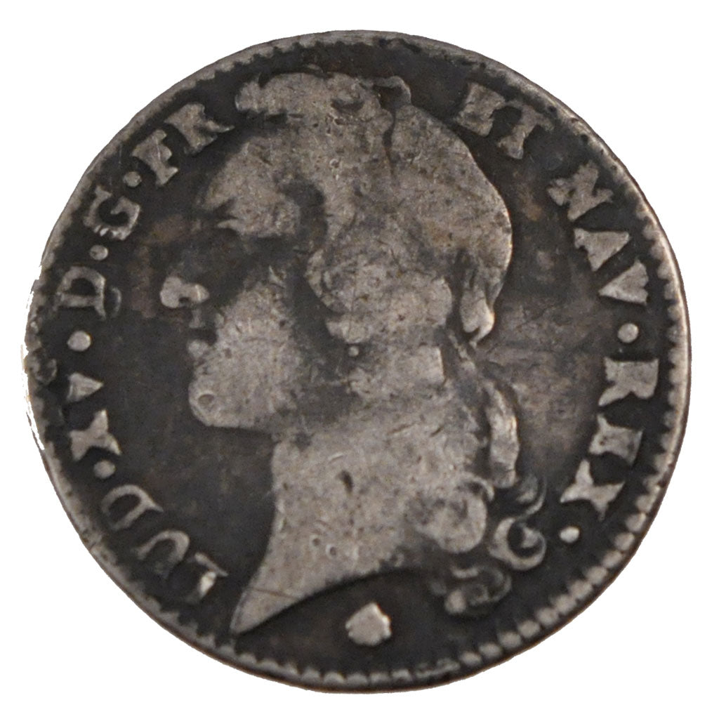 FRANCE, 1/5 Ecu, 1759, Perpignan, VF(20-25), Silver, Gadoury #299, 5.50