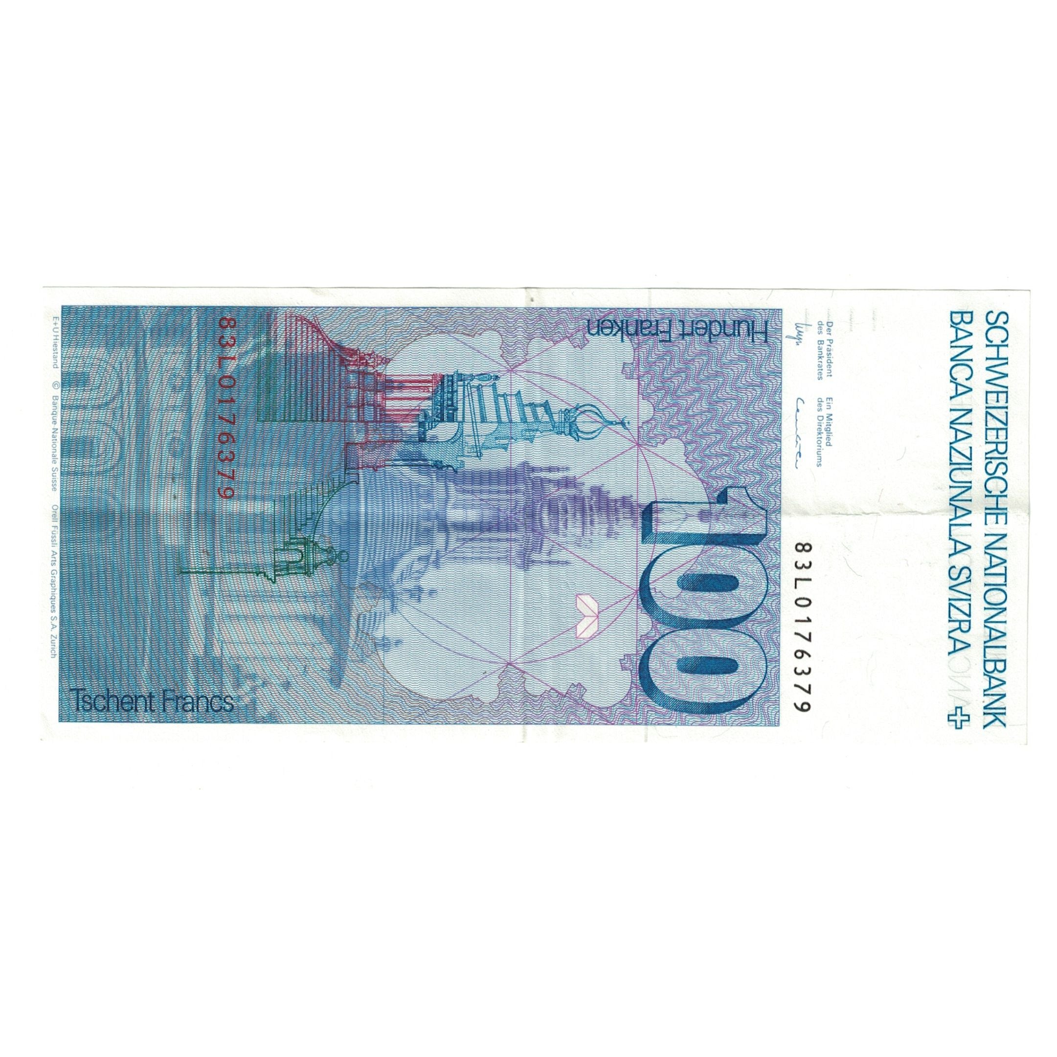 Banknote, Switzerland, 100 Franken, 1993, KM:57m, AU(55-58)