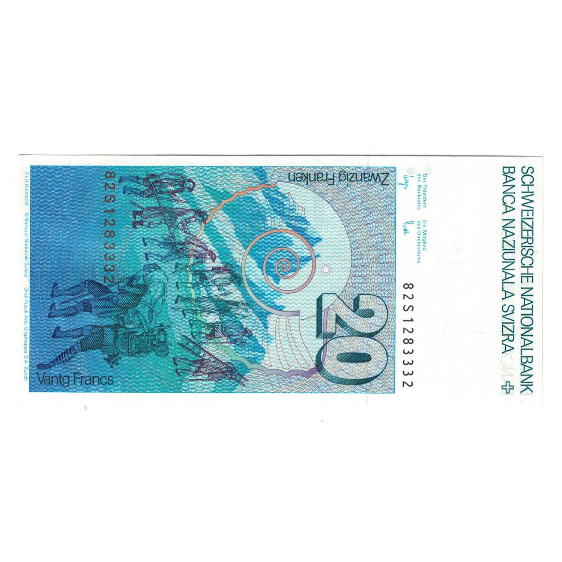 Banknote, Switzerland, 20 Franken, KM:55c, AU(55-58)