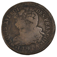 FRANCE, 2 sols françois, 2 Sols, 1791, Paris, KM #603.1, VF(20-25), Bronze, G...