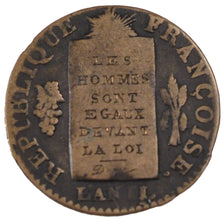 FRANCE, 1/2 Sol, 1793, La Rochelle, F(12-15), Bronze, Gadoury #10, 7.20
