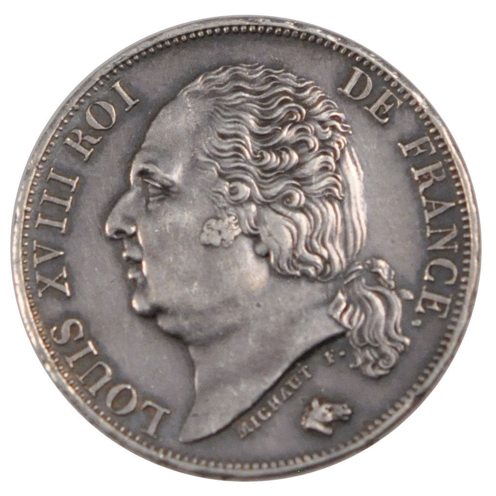 FRANCE, Louis XVIII, Franc, 1819, Nantes, KM #709.11, graded, PCGS, AU(55-58),..