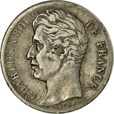 Francia, Charles X, 1/2 Franc, 1828, Rouen, Plata, MBC, Gadoury:402, KM:723.2