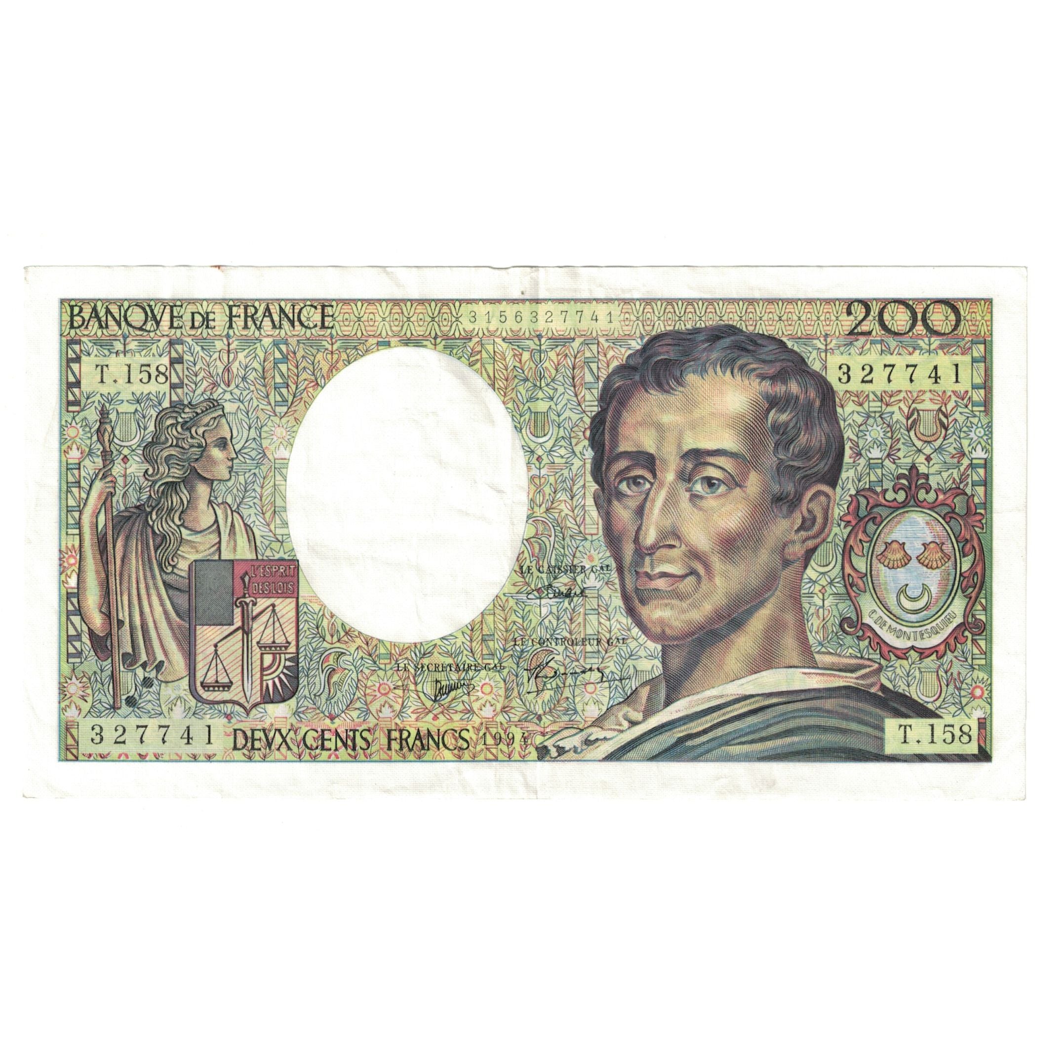 France, 200 Francs, Montesquieu, 1994, T.158327741, TTB, Fayette:70.2.1, KM:155d
