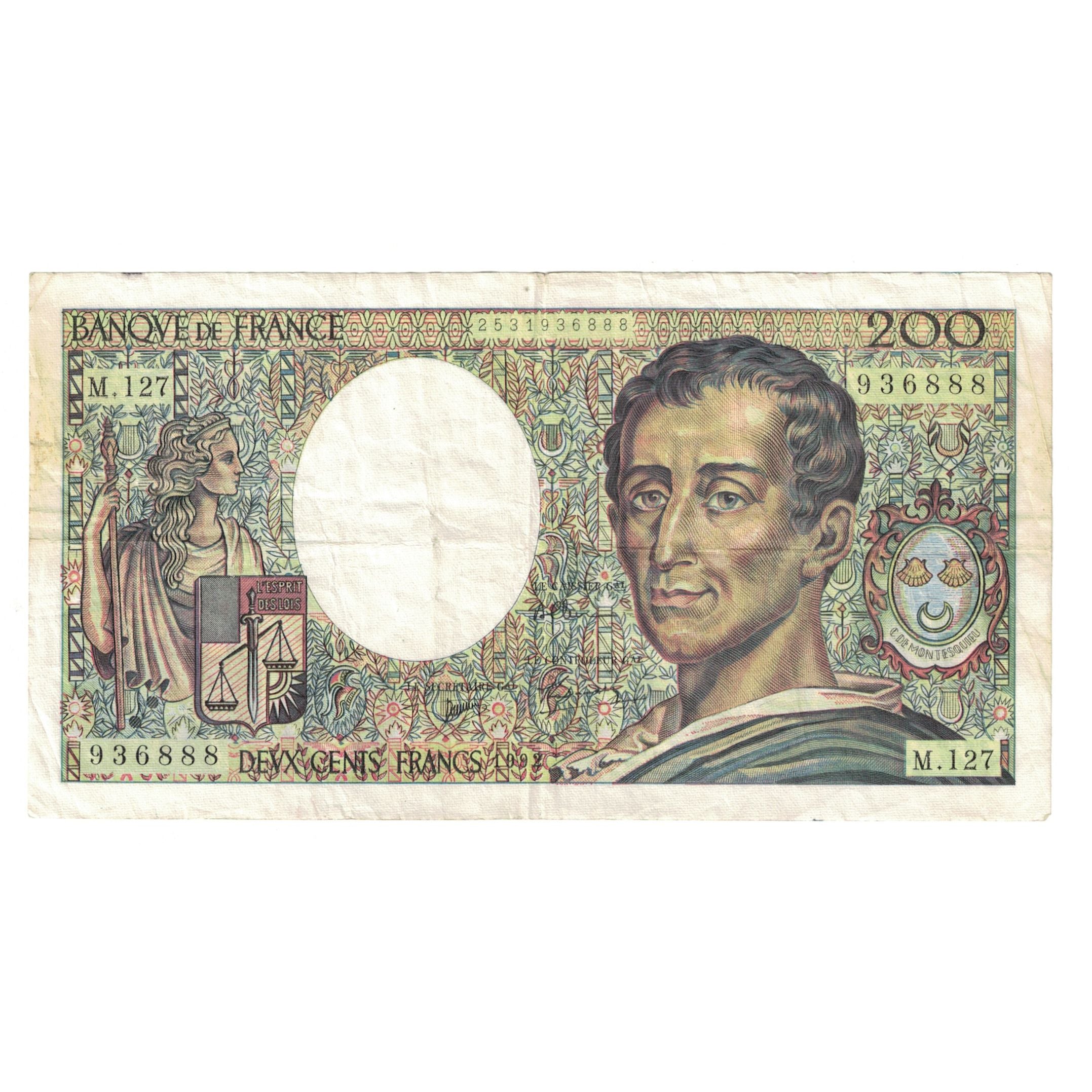 Francia, 200 Francs, Montesquieu, 1992, M.127936888, MB+, Fayette:70.12c