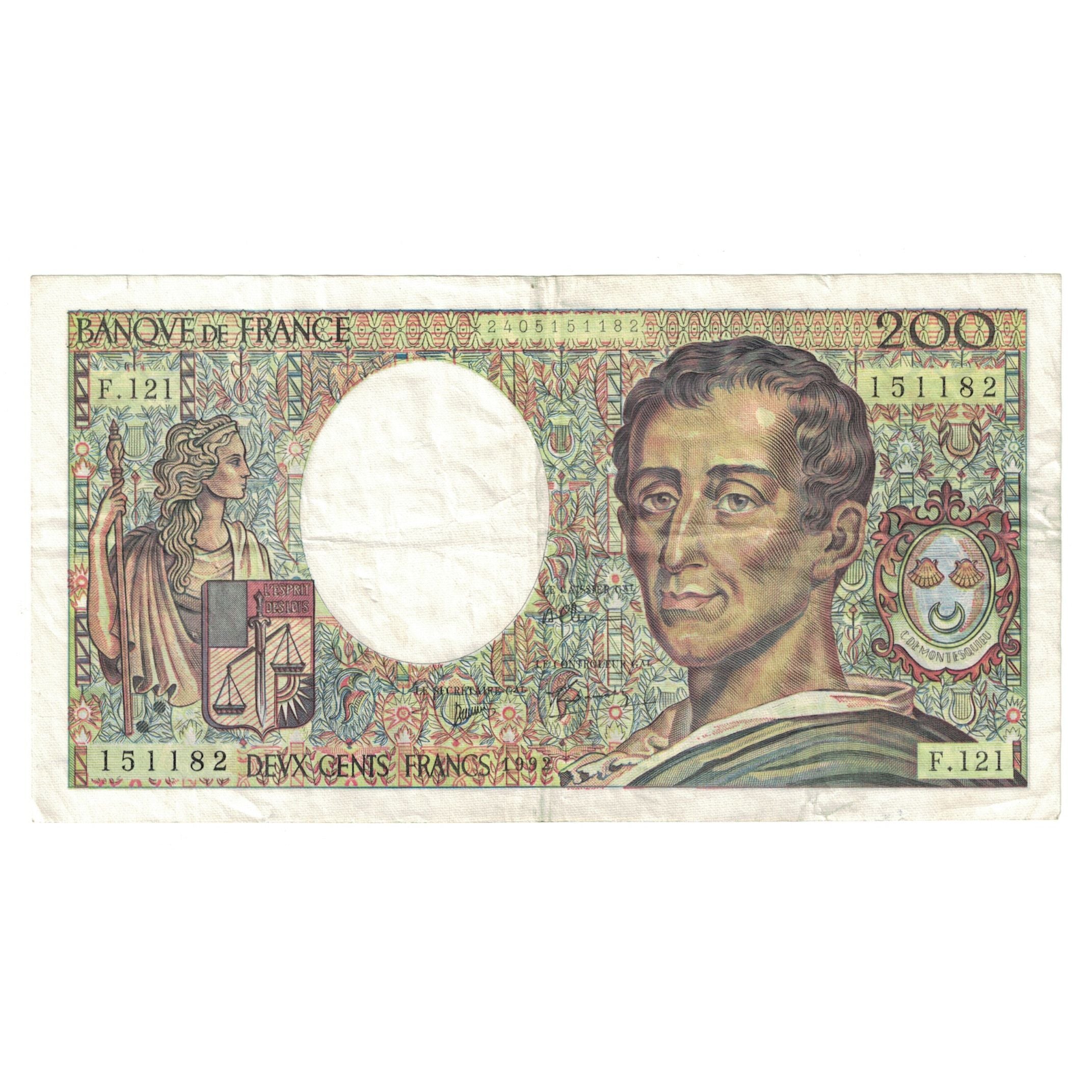 France, 200 Francs, Montesquieu, 1992, F.121151182, TTB, Fayette:70.12b, KM:155b