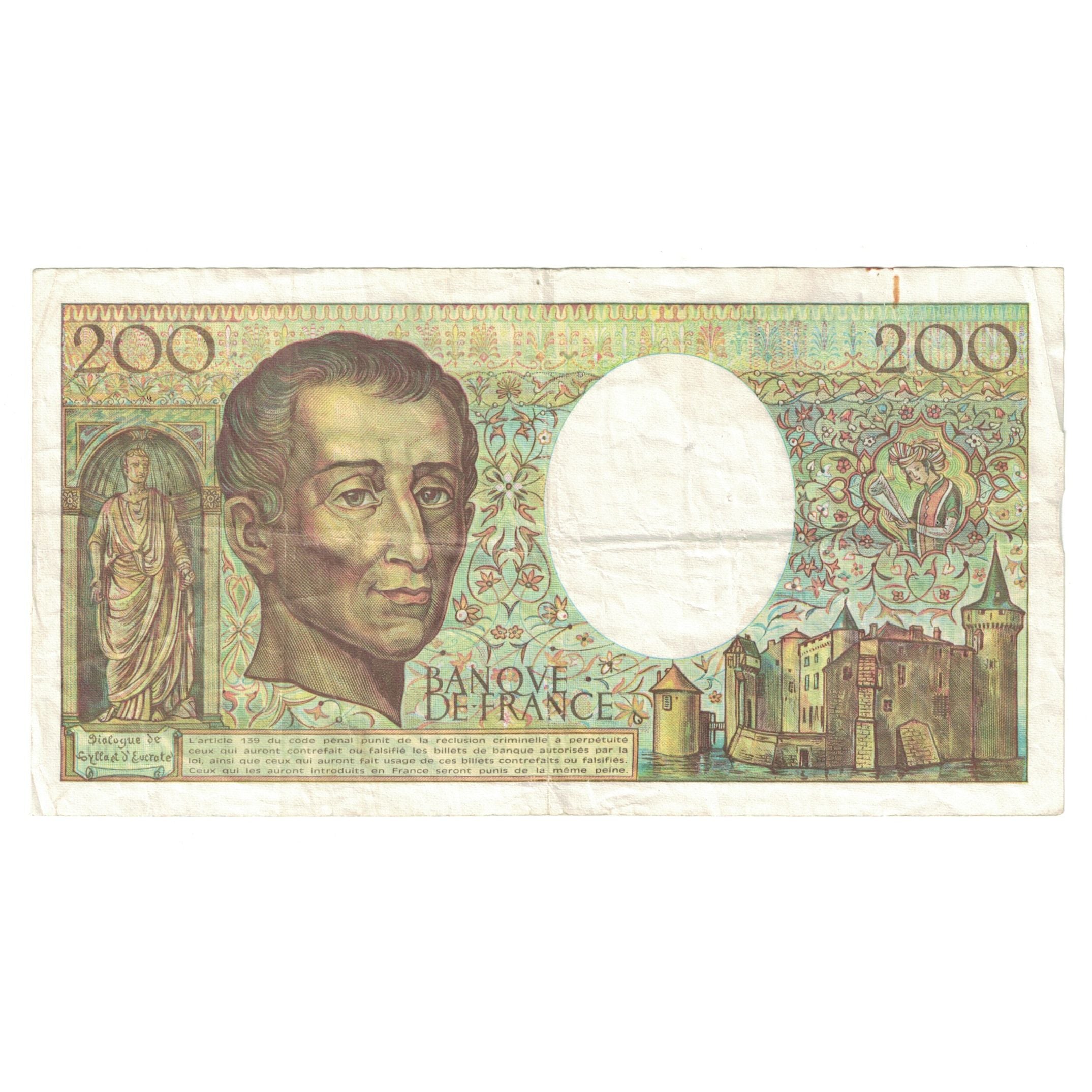 France, 200 Francs, Montesquieu, 1990, G.100802192, TB+, Fayette:70.10b, KM:155d