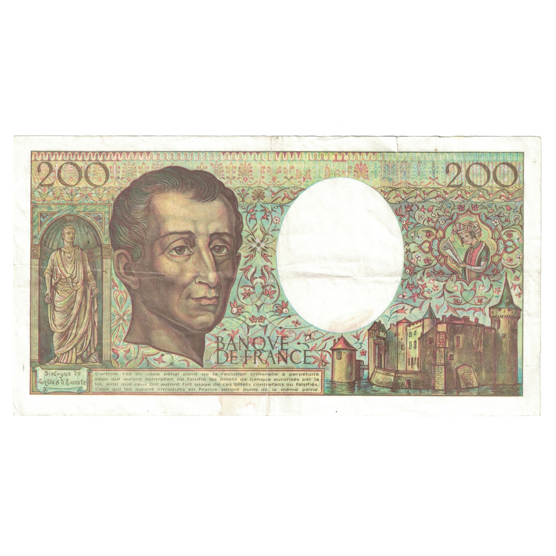 France, 200 Francs, Montesquieu, 1990, H.083173698, VF(20-25), Fayette:70.10a