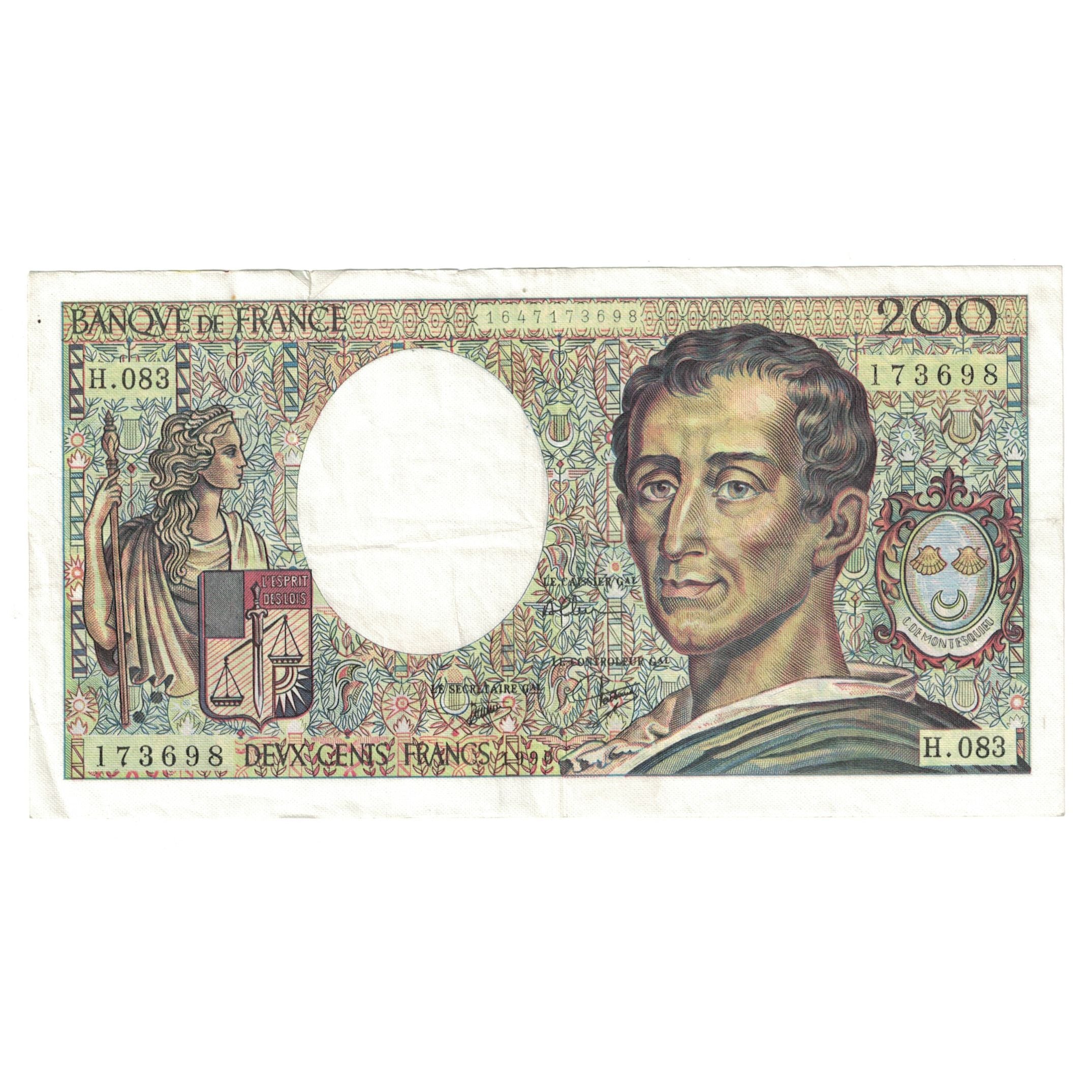 France, 200 Francs, Montesquieu, 1990, H.083173698, VF(20-25), Fayette:70.10a