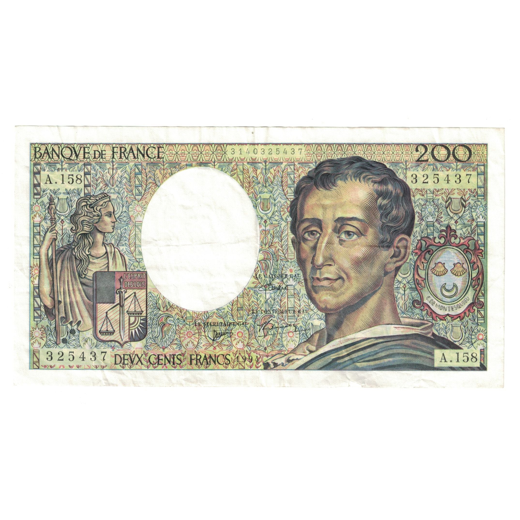 France, 200 Francs, Montesquieu, 1994, A.158325437, TB, Fayette:70/2.1, KM:155f