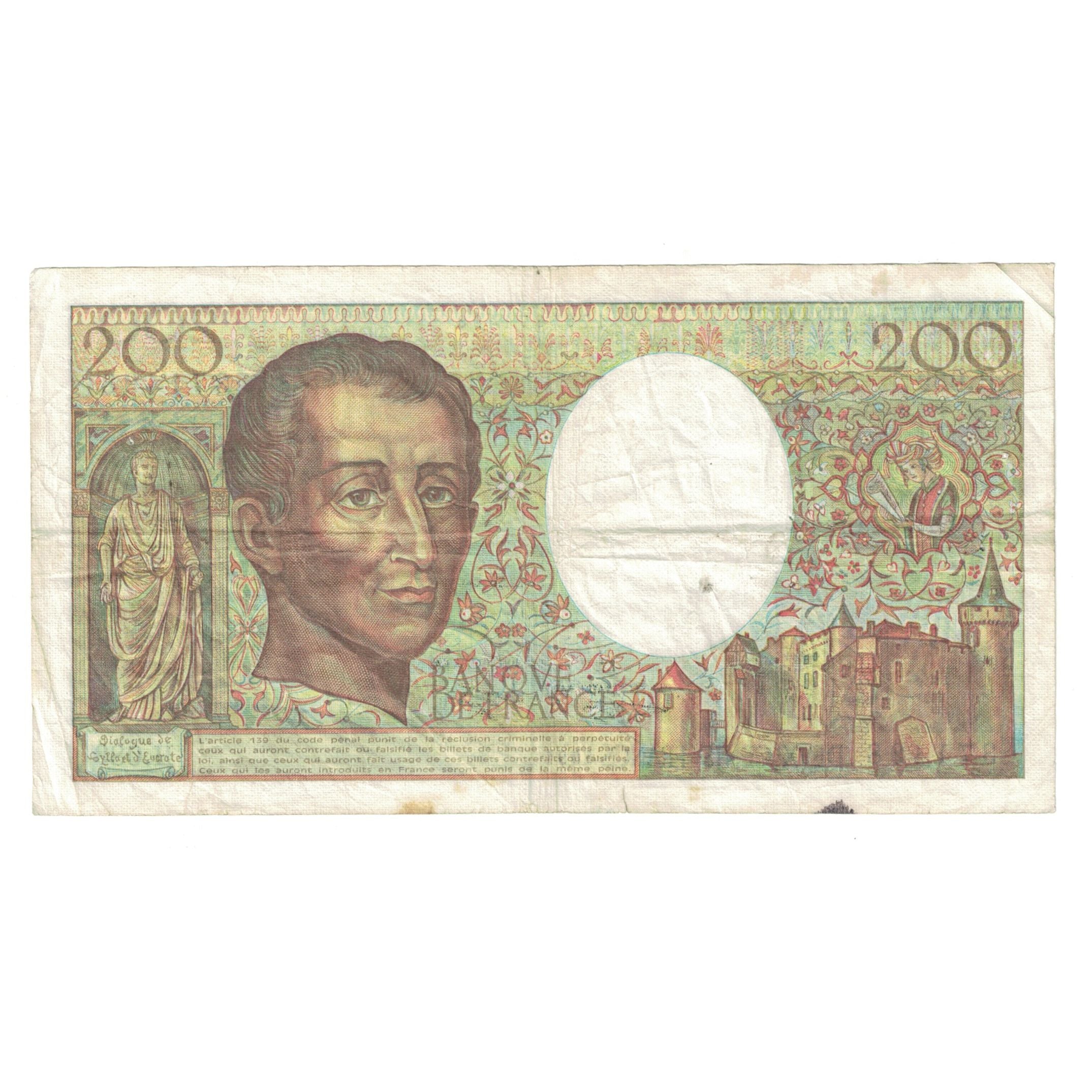 France, 200 Francs, Montesquieu, 1991, H.089371498, TB, Fayette:70.11, KM:155d