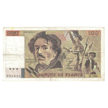 France, 100 Francs, Delacroix, 1991, D.186831036, VF(30-35), Fayette:69bis.3b2