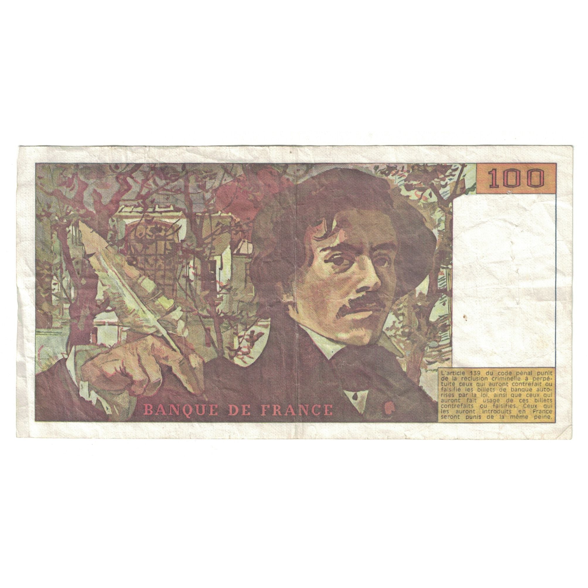 France, 100 Francs, Delacroix, 1990, P.167490364, TTB, Fayette:69BIS.02B