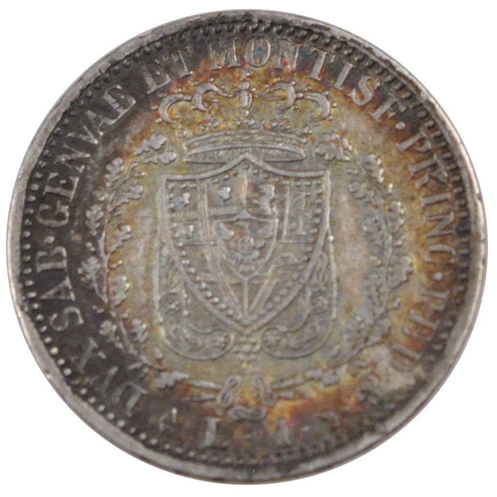 Italy, 1 Lire, 1827, Turin, KM #C#103.1, AU(50-53), Silver, 4.96