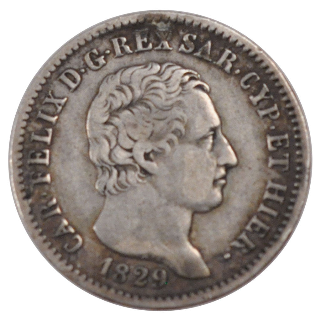 Moneta, STATI ITALIANI, SARDINIA, Carlo Felice, Lira, 1829, BB, Argento