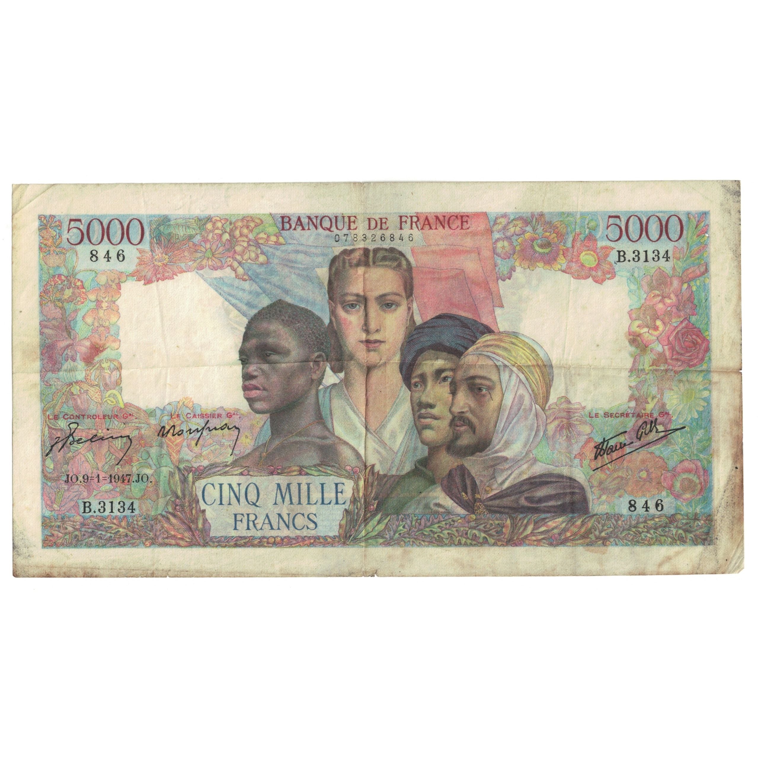 France, 5000 Francs, Empire Français, 1947, B.3134 846, TB, Fayette:47.58